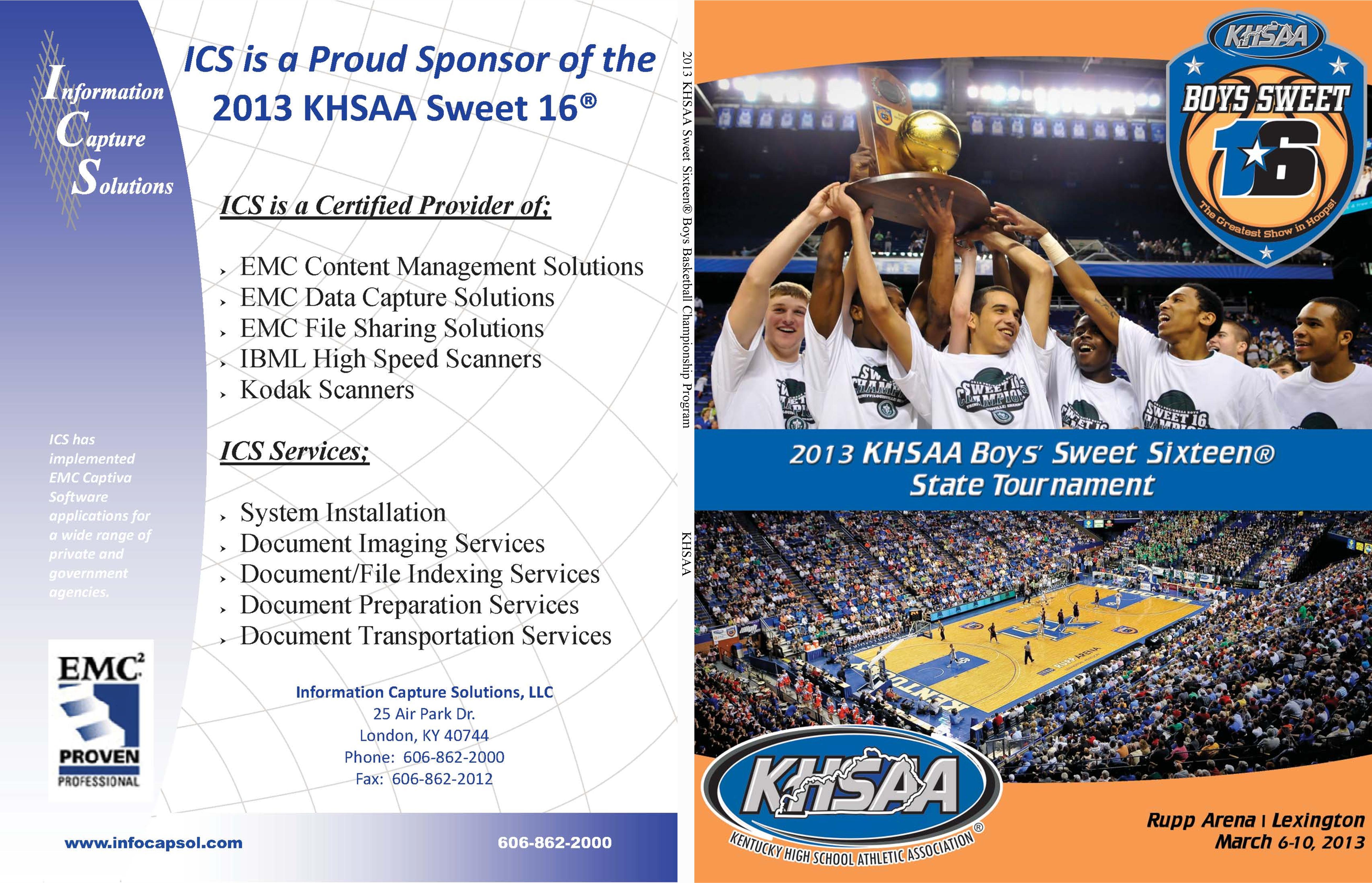 2013 KHSAA Sweet Sixteen® Boys Basketball Championship Program cover image