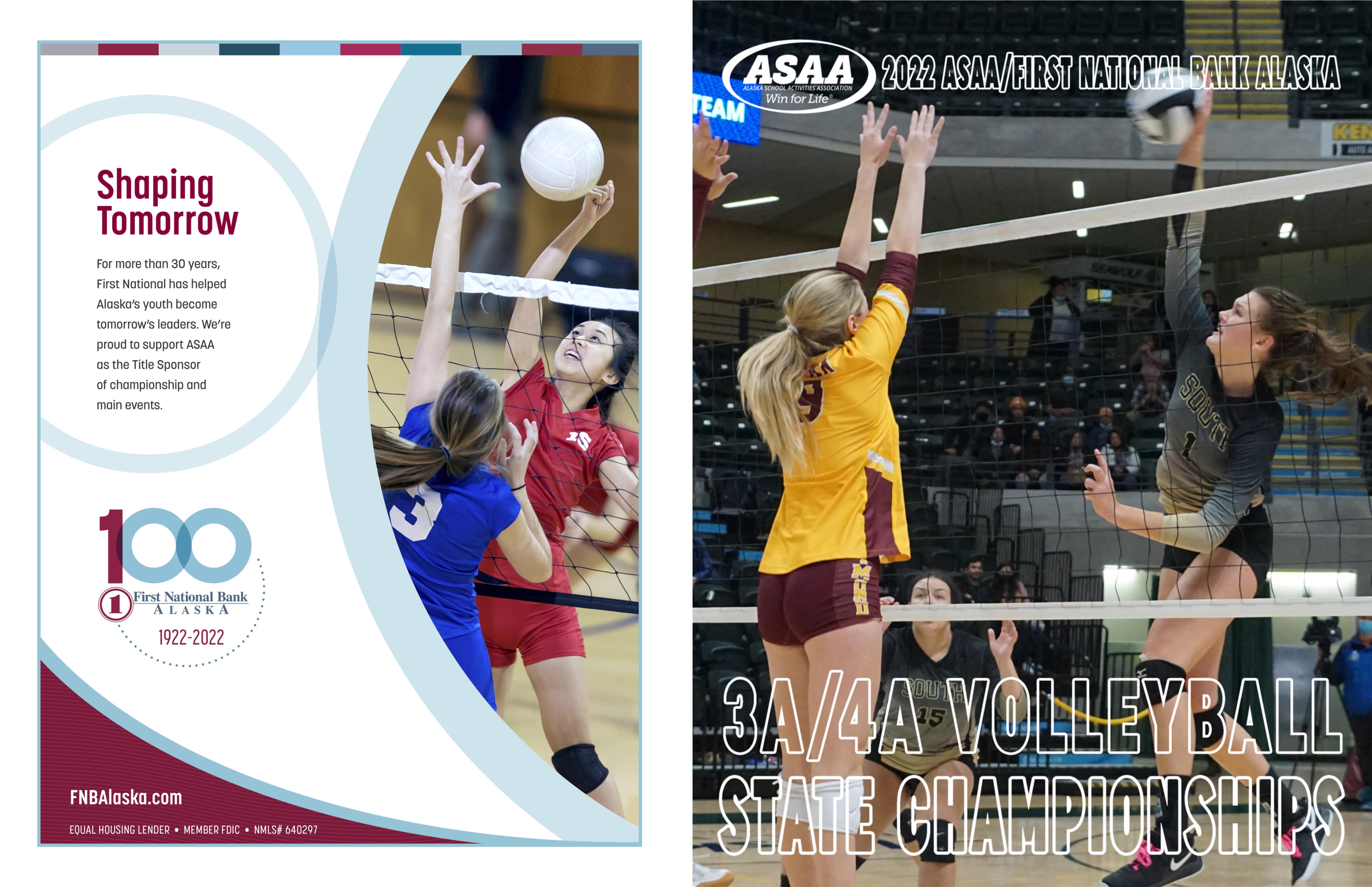  2022 ASAA/First National Bank Alaska 3A/4A Volleyball State Championships Program cover image