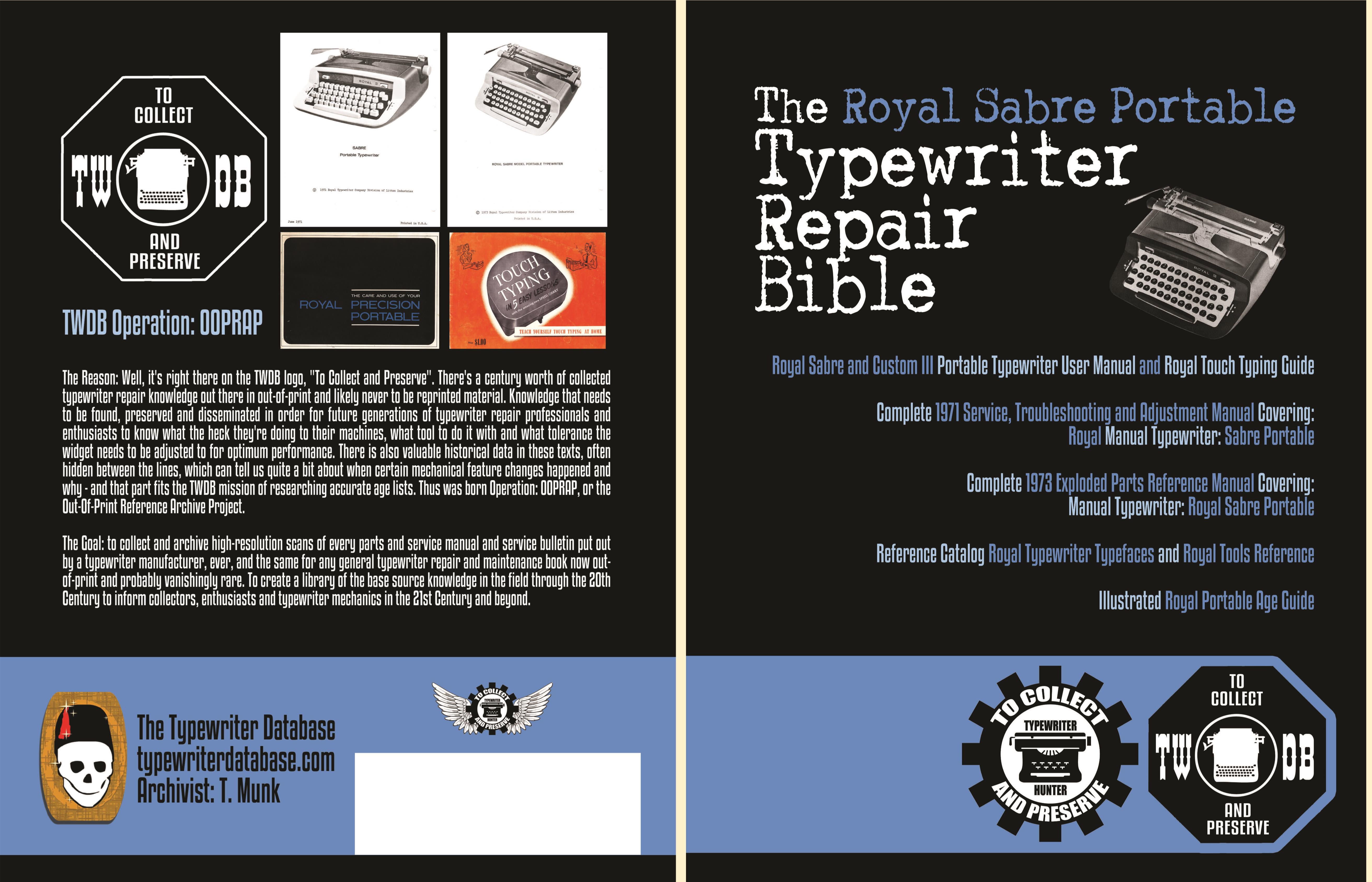The Royal Sabre Portable Typewriter Repair Bible cover image