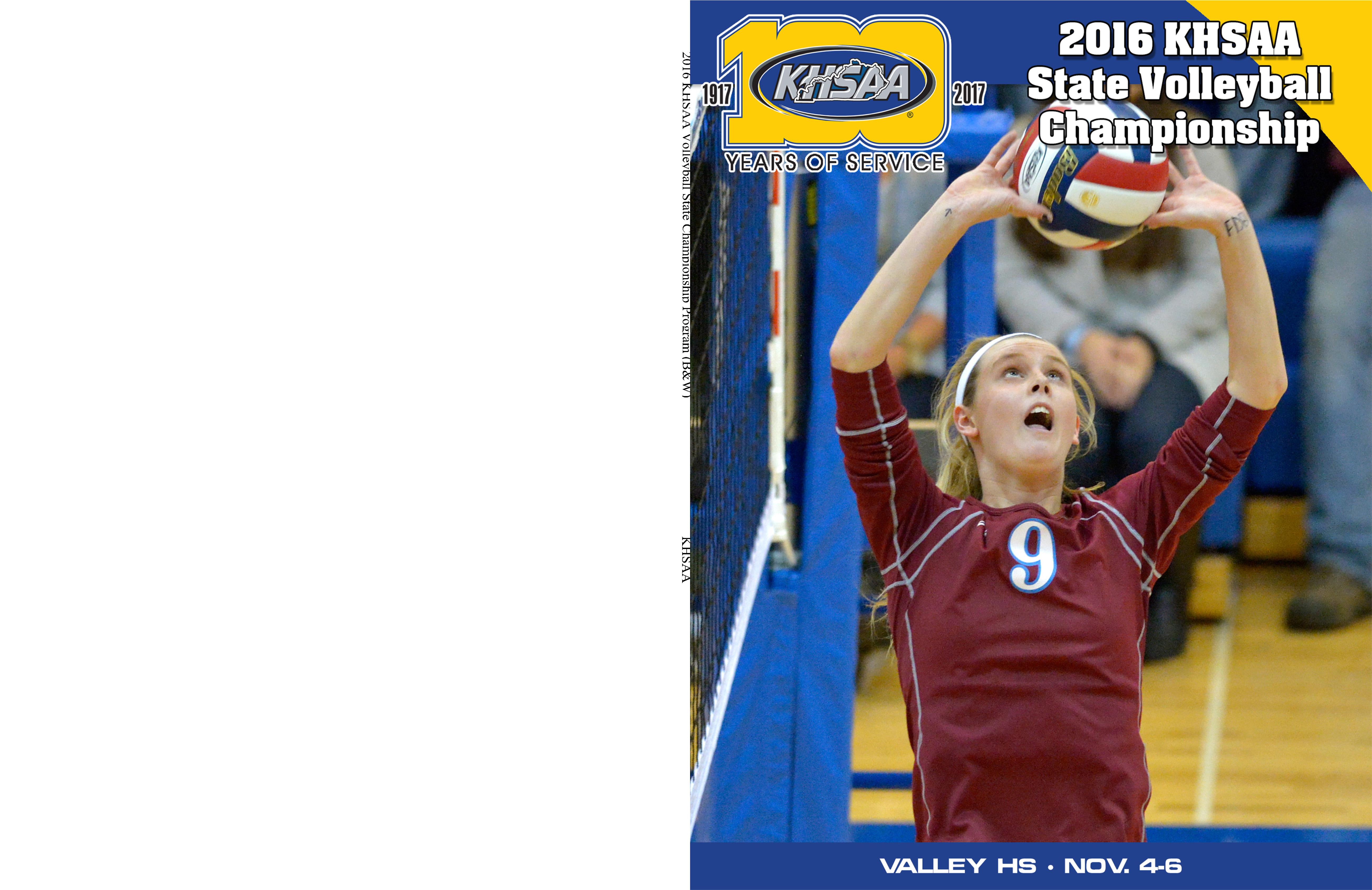 2016 KHSAA Volleyball State Championship Program (B&W) cover image