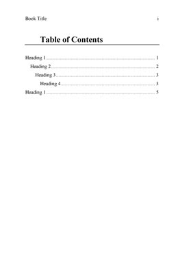 Text Sample 002 Table of Contents Page