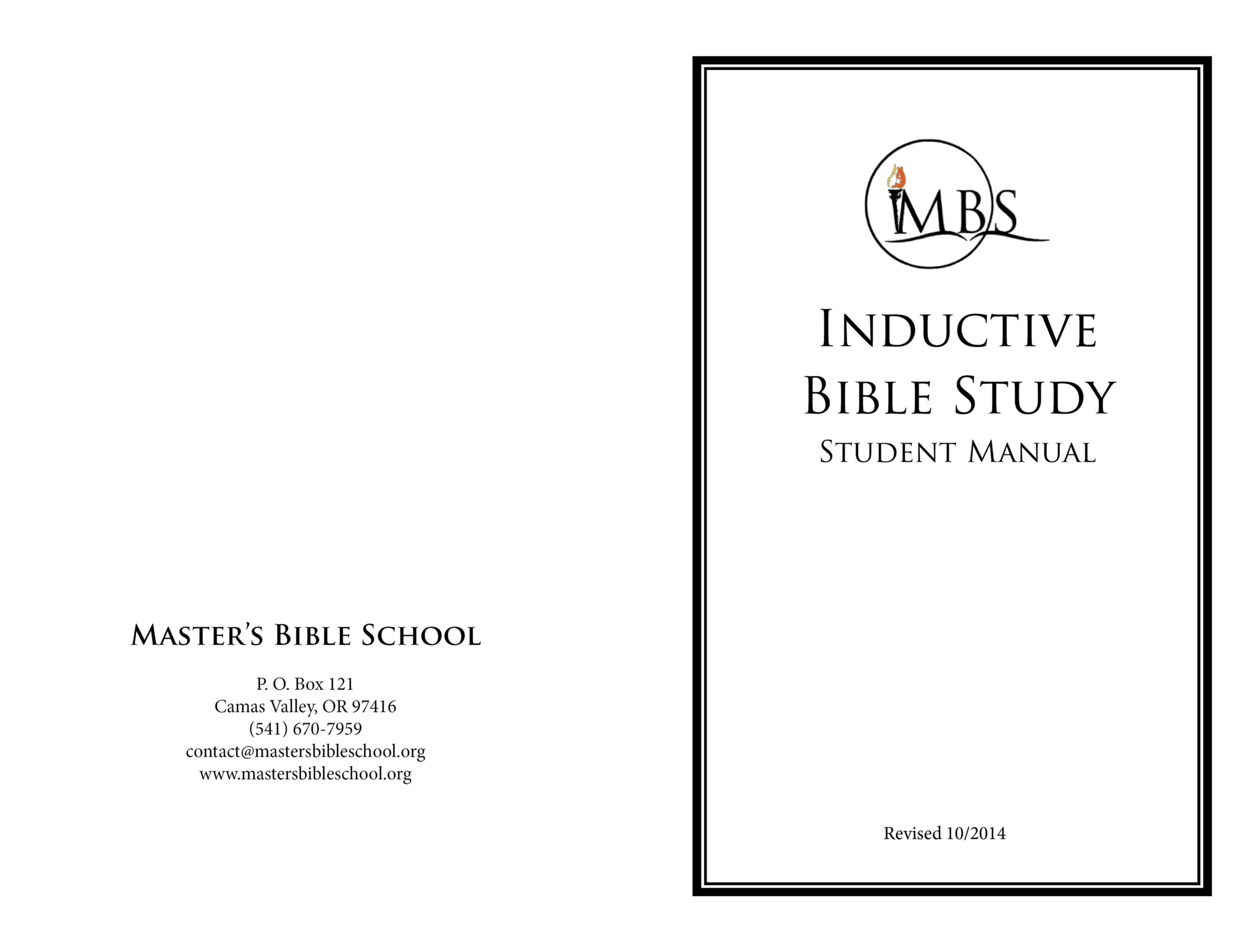 Inductive Bible Study - Student Edition 10-2014 cover image