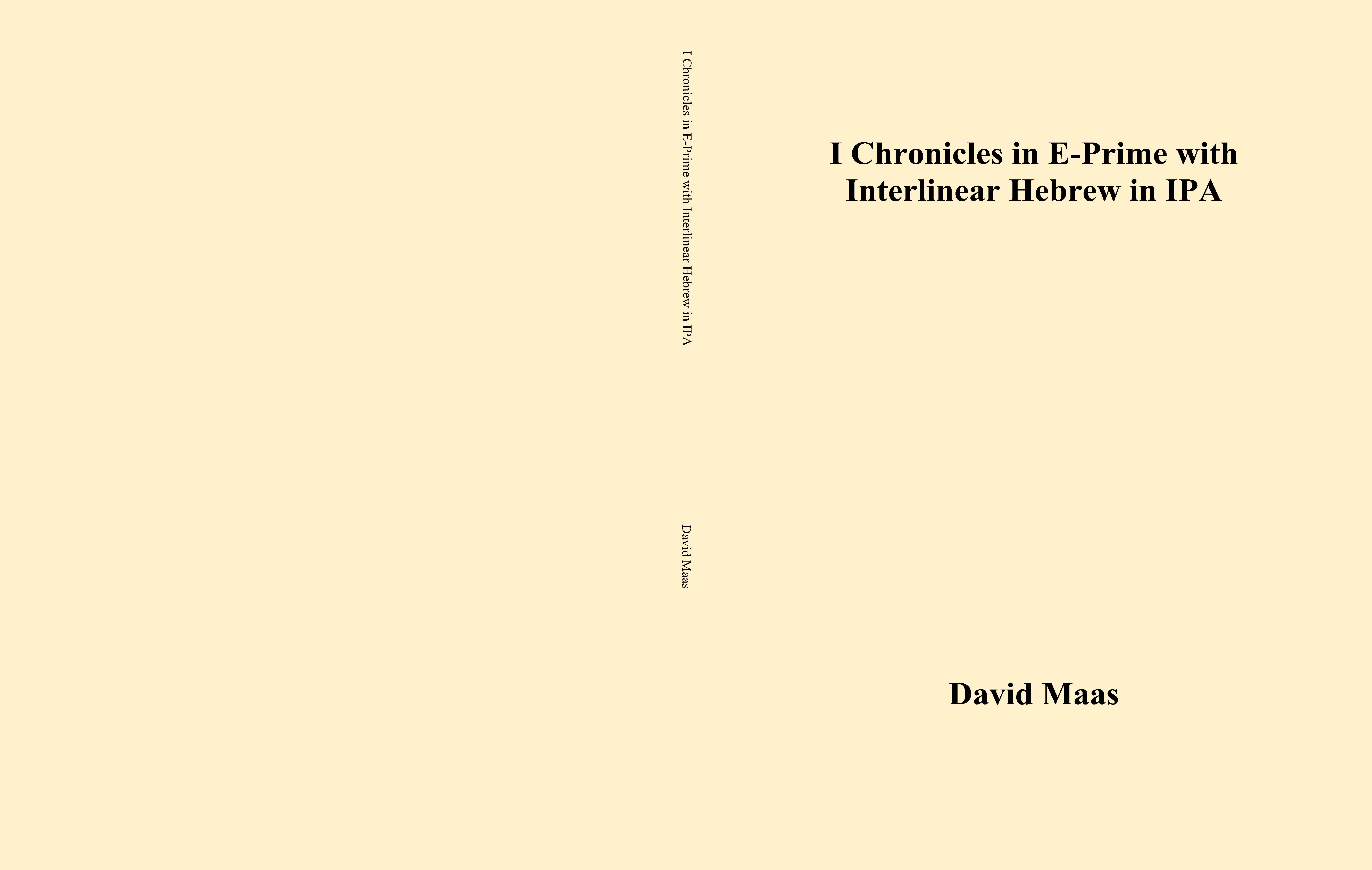 I Chronicles in E-Prime with Interlinear Hebrew in IPA cover image