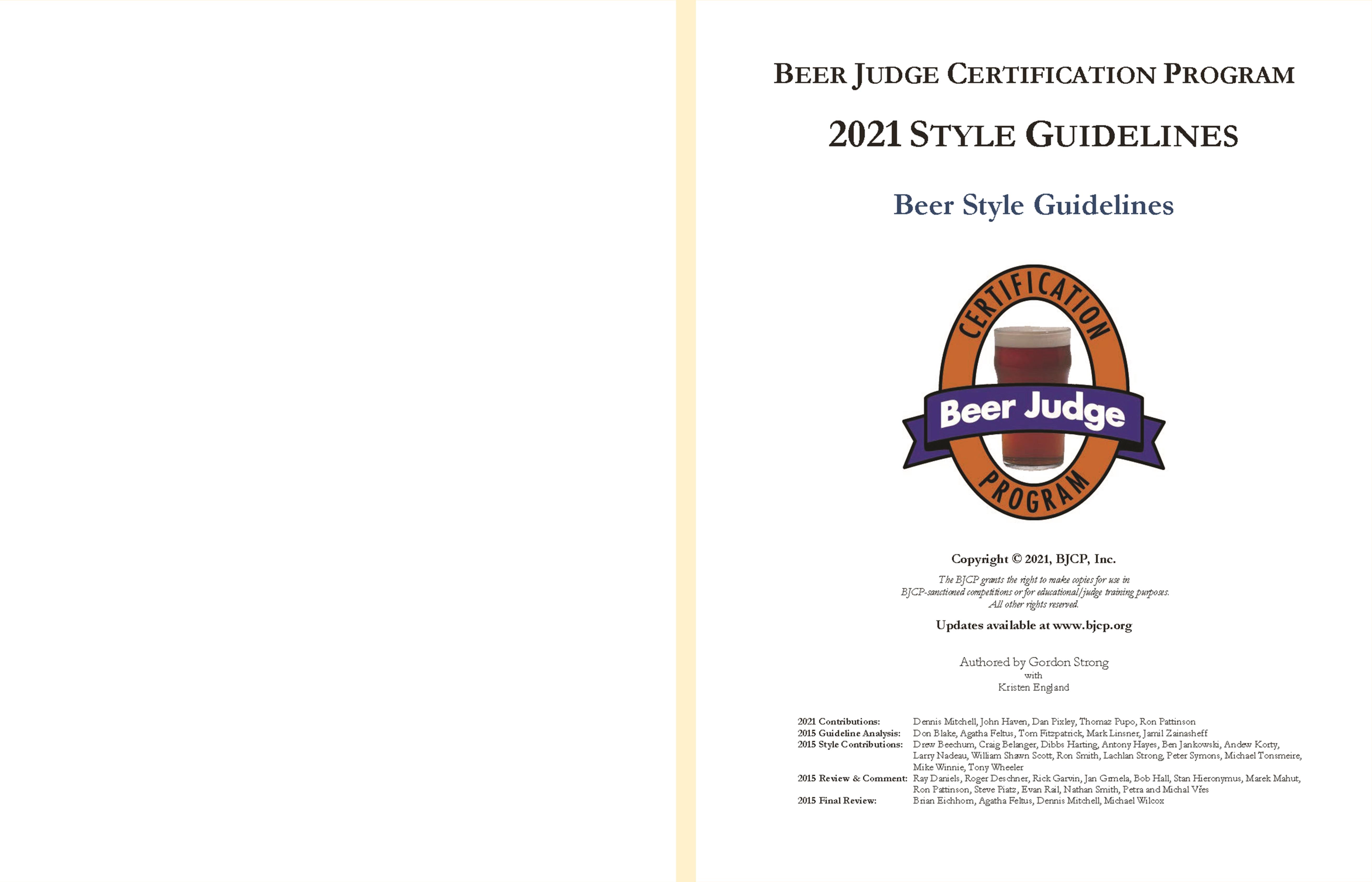 2021 BJCP Beer Style Guidelines cover image