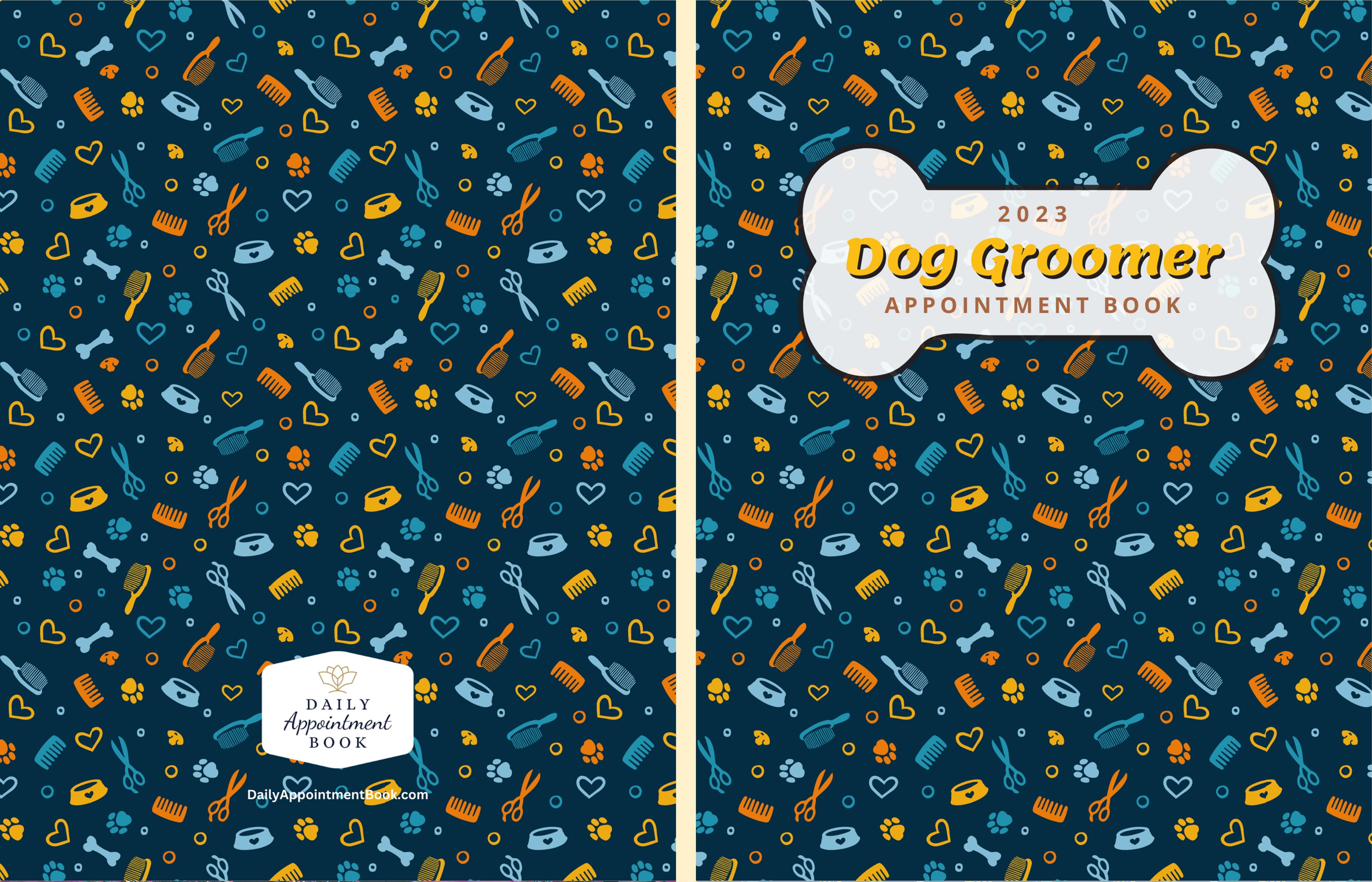 Dog Groomer Appointment Book 2023 Dated: Daily Planner with 15-minute time slots for Dog Grooming with Expense Journal & Income Tracker cover image